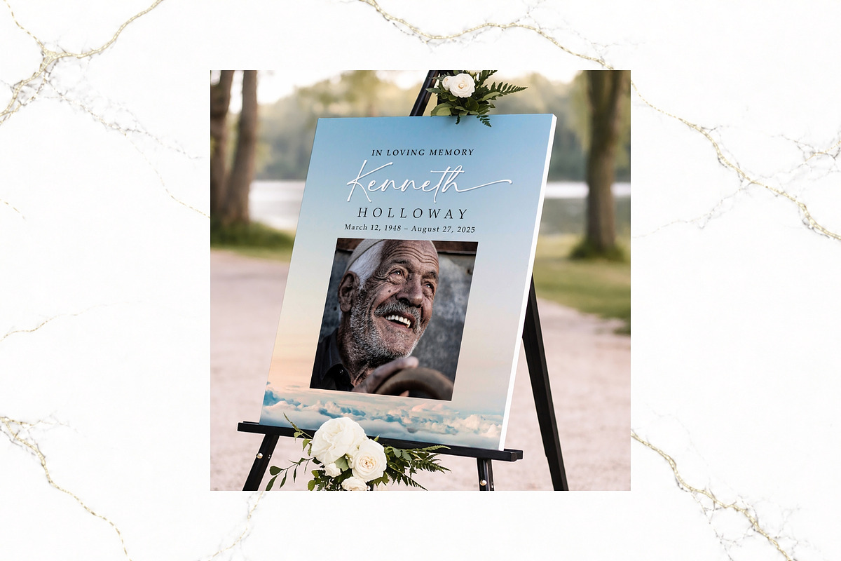 Funeral Welcome Sign Canva FR011, a Poster Template by TyphoonStudio (Photo 4 of 8)