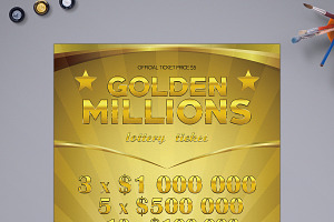 Lottery Ticket In Golden Style