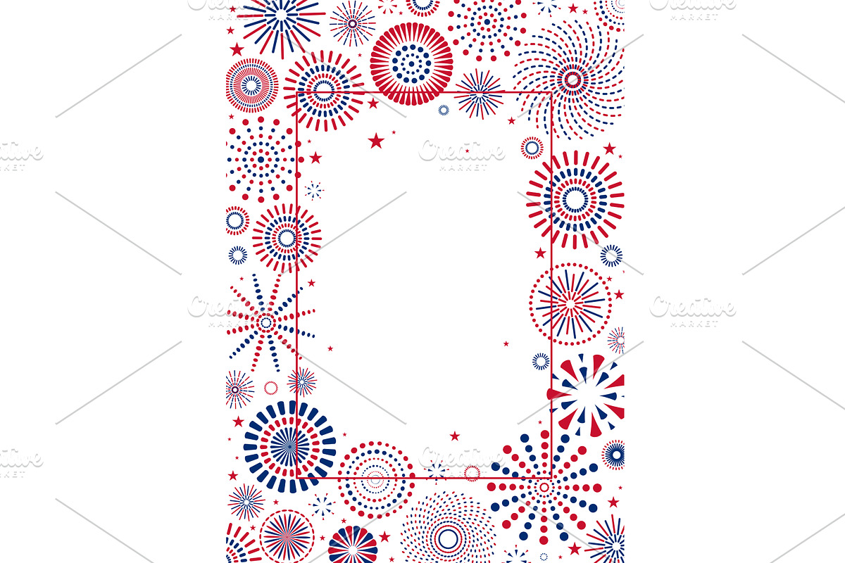 Fourth of July blue, red fireworks, a Seasonal Illustration by sceptical cactus