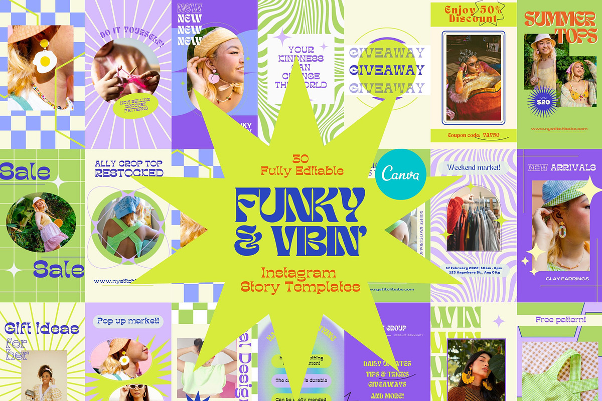 Funky Instagram Templates Bundle, a Social Media Template by Hell Yeah Designs (Photo 2 of 13)