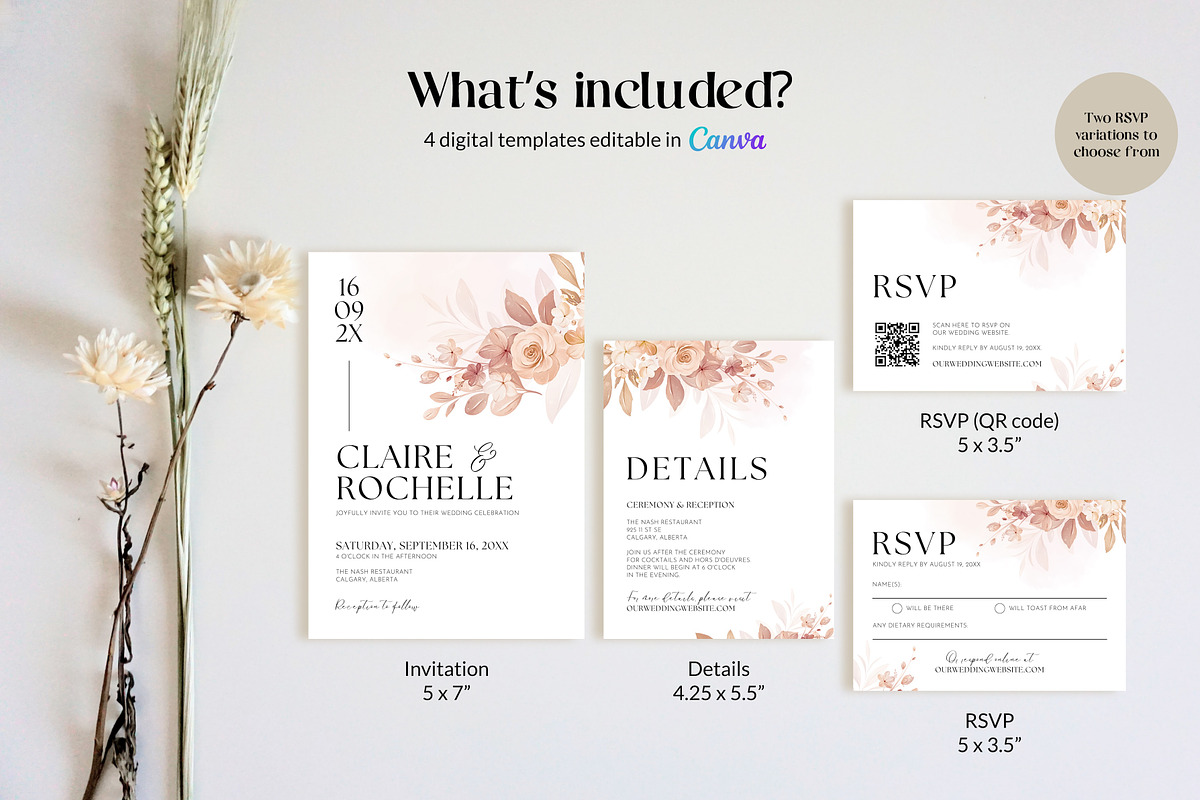 Terracotta Wedding Invite Template, an Invitation Template by Cottontail Paper Shop (Photo 4 of 7)