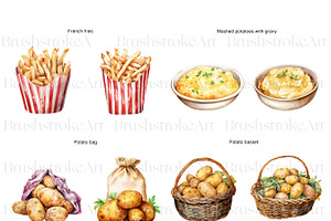 Watercolor Potato Clipart, Food PNG