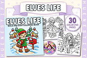 Elves Life Coloring Book, a Seasonal Illustration by HueNestify (Thumbnail 1 of 4)