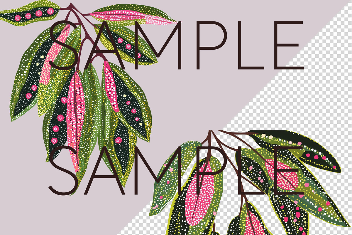 Aboriginal-Style Eucalyptus Clipart, a Decorative Illustration by Pawcasso's Portraits (Photo 2 of 9)