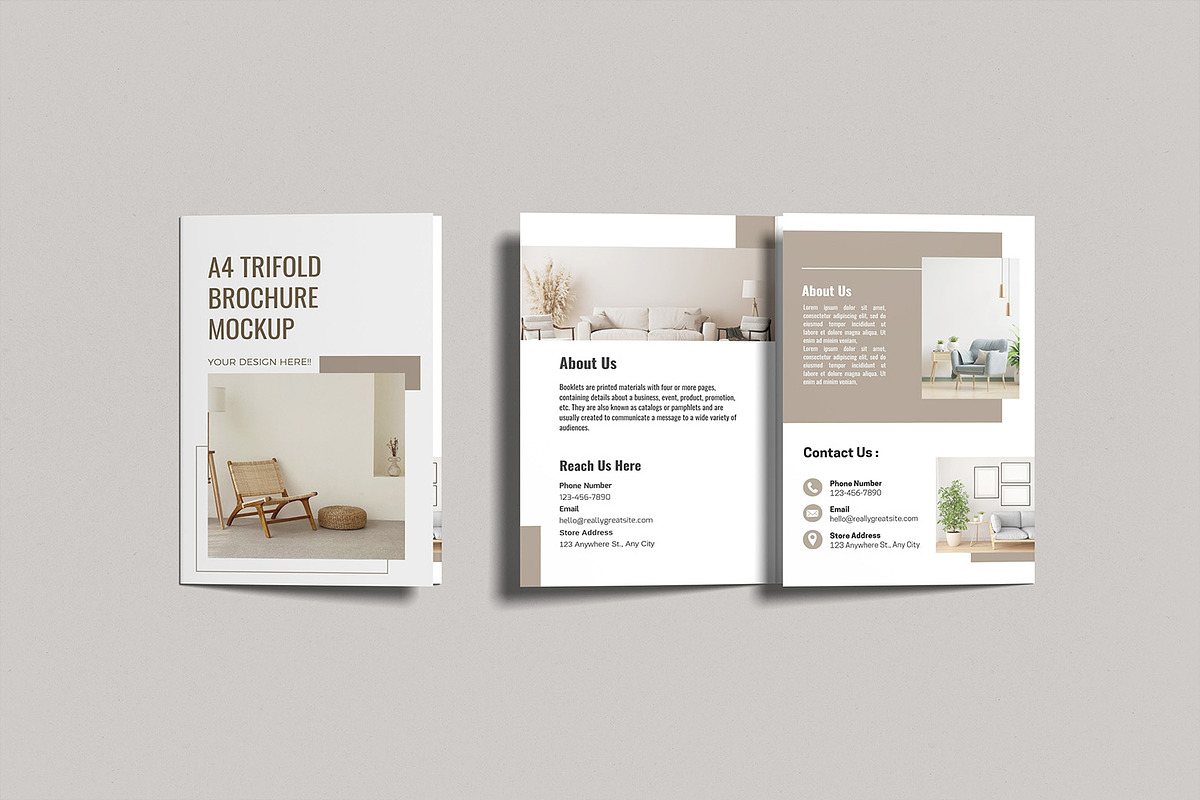A4 Trifold Brochure Mockup, a Product Mockup by graphicsecond