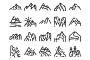 Mountain peaks line icons set, an Object Graphic by pikepicture (Thumbnail 2 of 3)
