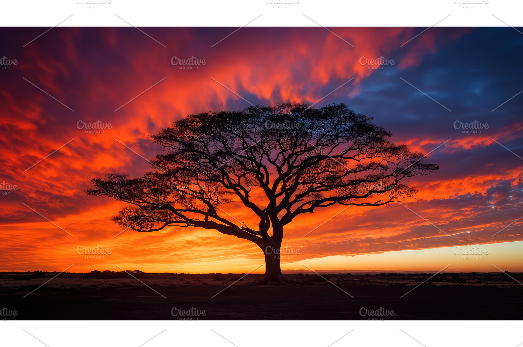 sky silhouette of tree ai generated, a Nature Photo by pikepicture