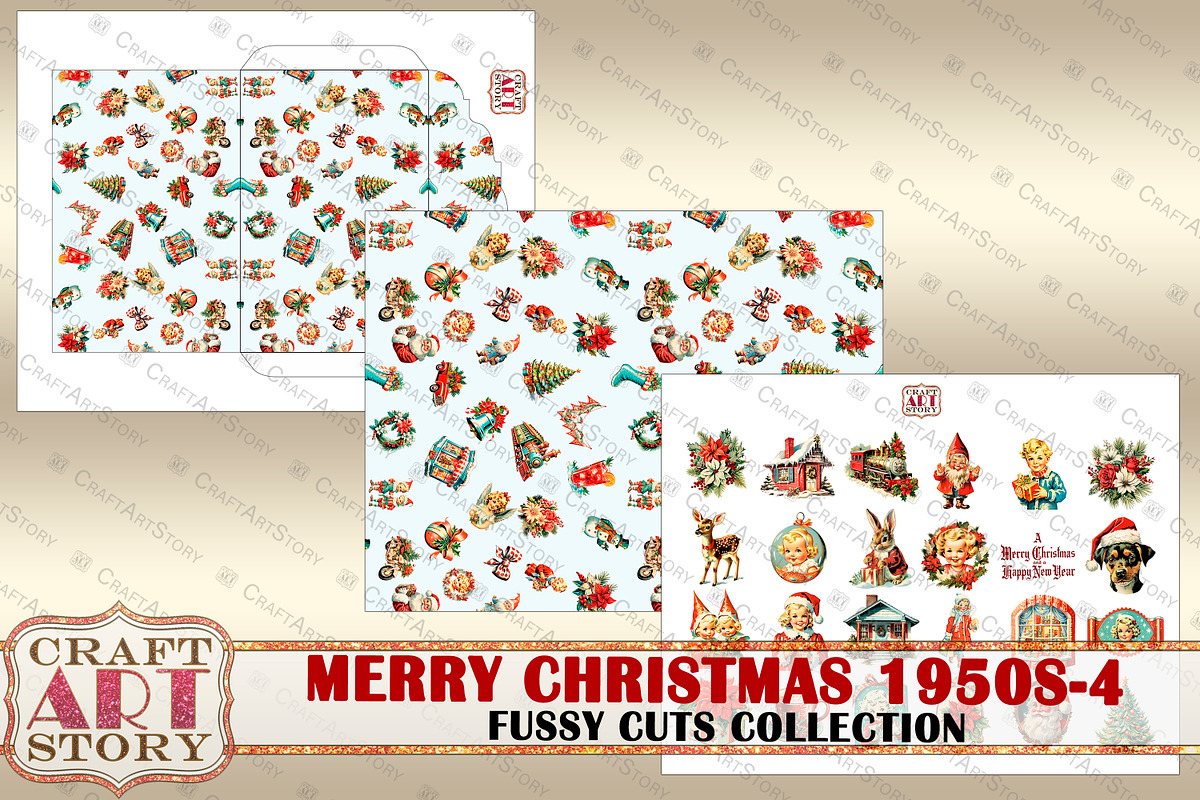 Merry Christmas Fussy-4 Cuts, a Decorative Illustration by CraftArtStory (Photo 5 of 6)
