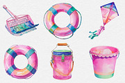 Watercolor Beach Clipart, an Illustration by DreamCafeArt (Thumbnail 4 of 7)