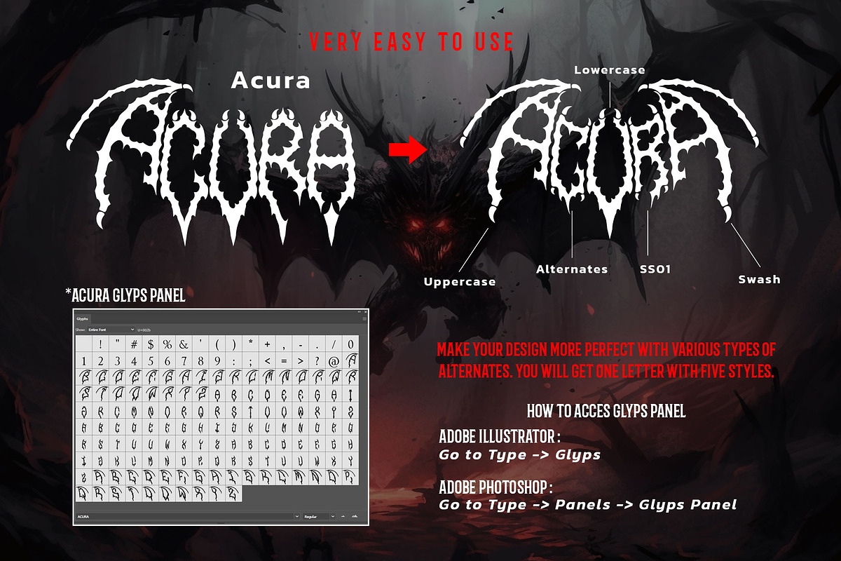 ACURA METAL – Death Metal Font, a Blackletter Font by Fonday Studio (Photo 8 of 8)
