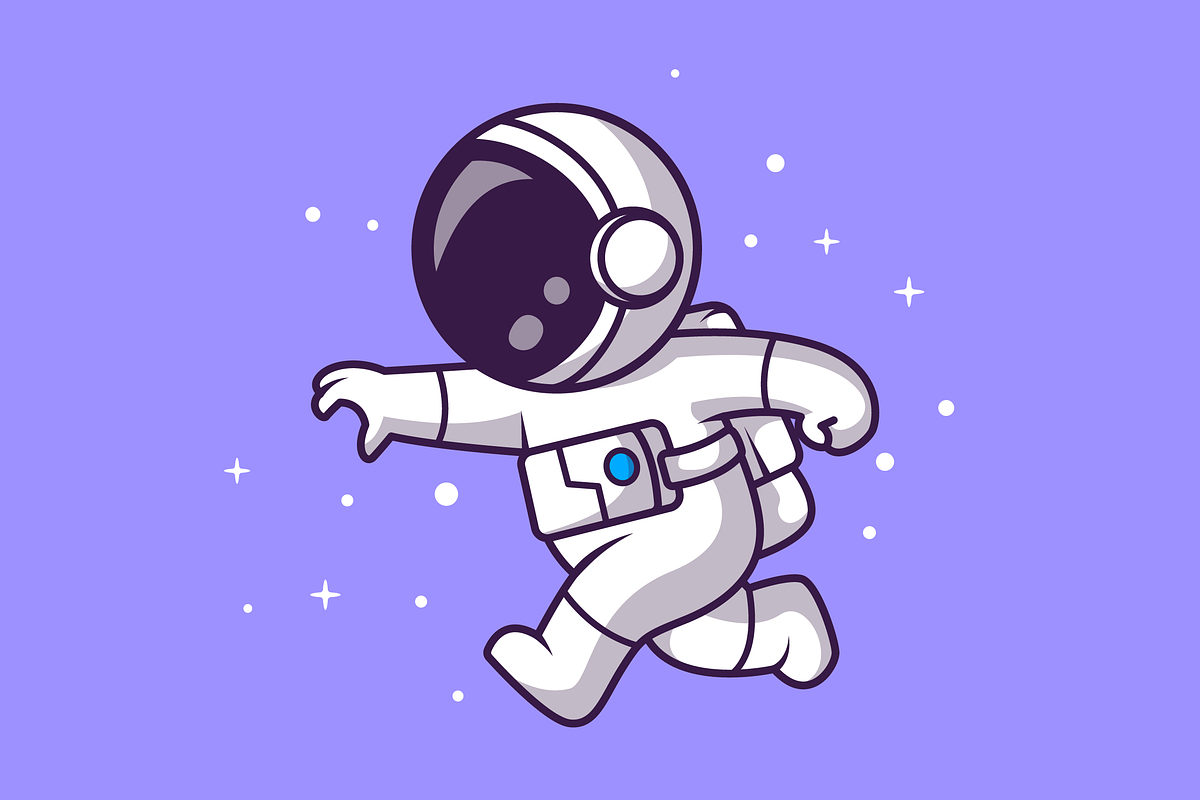 Cute Astronaut Running In Space, a Technology Illustration by Catalyst Labs (Photo 3 of 3)