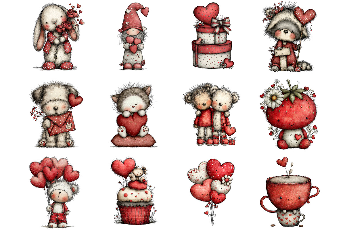 Doodle Valentine Day Clipart, an Illustration by Designking (Photo 3 of 5)