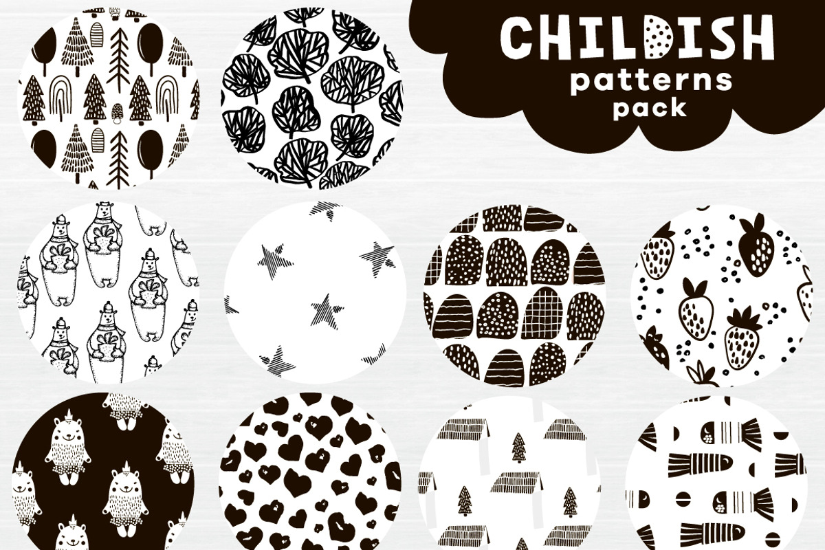 Childish patterns pack, a Pattern Graphic by solmariart