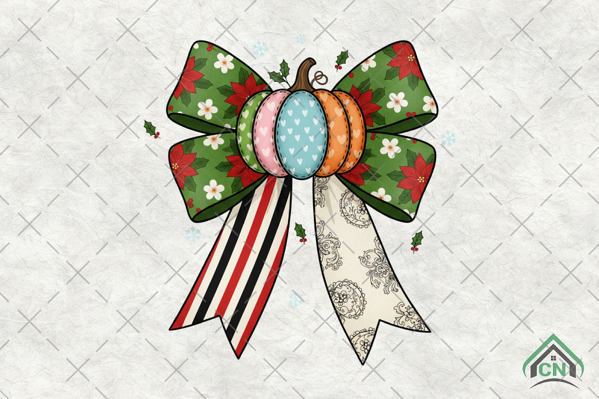 Christmas Bow PNG, an Illustration by Craft Nest (Photo 1 of 6)