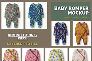 Baby Romper -Kimono one Tie Mockup