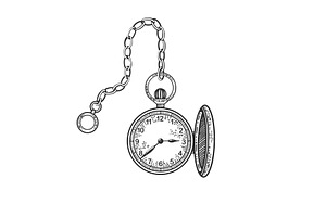 Old Fashioned Clock Engraving Vector