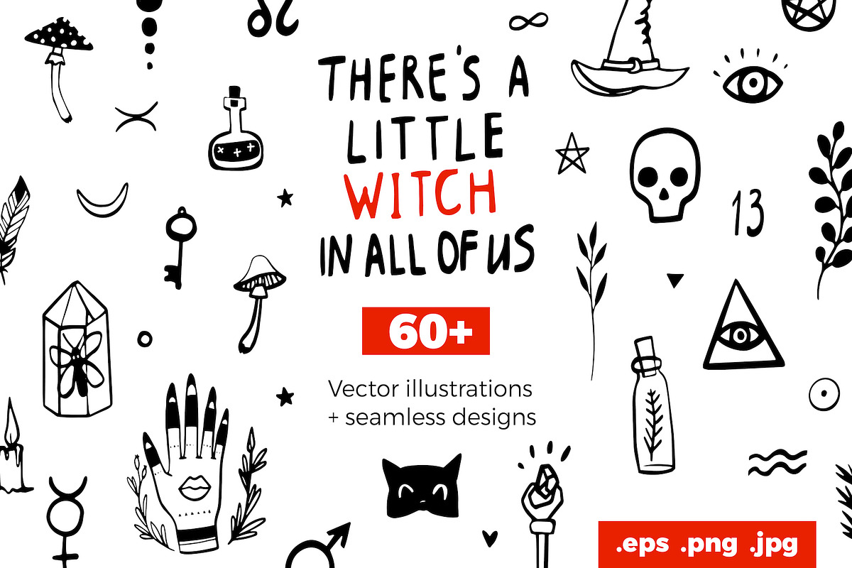 Doodle Witch - Magic Set & Patterns, an Outline Icon by Sopelkin (Photo 1 of 10)