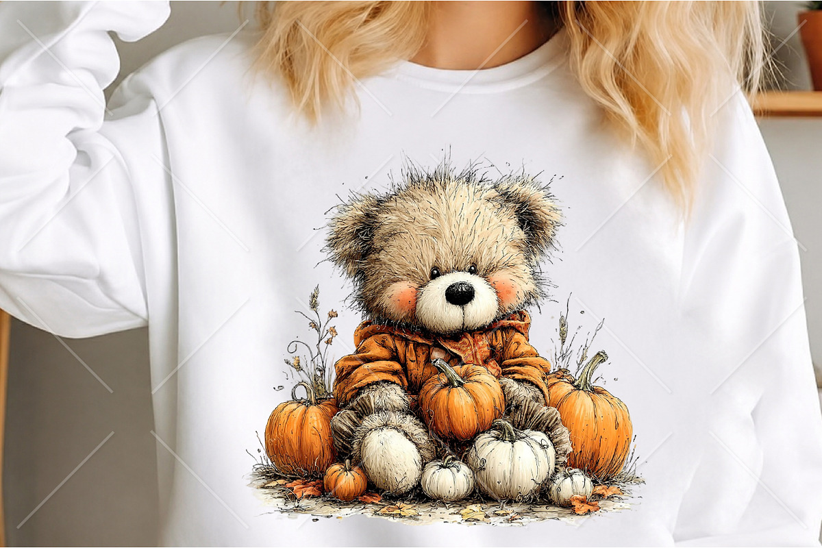 Whimsical Autumn Teddy Bear Clipart, a Seasonal Illustration by Canvas Craft (Photo 5 of 10)