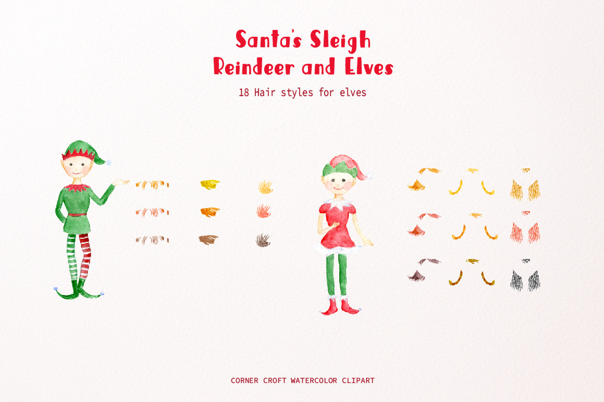 Santa's Sleigh Reindeer and Elf, an Illustration by Corner Croft (Photo 6 of 9)