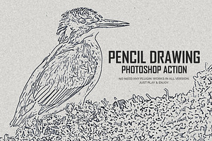 Pencil Drawing Photoshop Action, an Action Add-On by DesignCave
