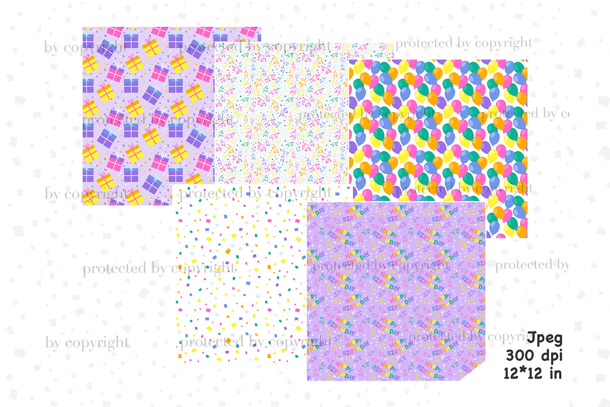 Happy Birthday Digital Paper, a Pattern Graphic by GlamArtZhanna (Photo 3 of 4)