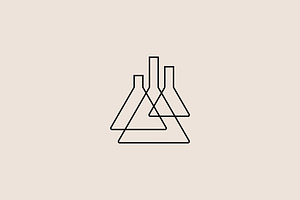 three lab flask glassware logo, a Branding & Logo Template by VASTARD STUDIO