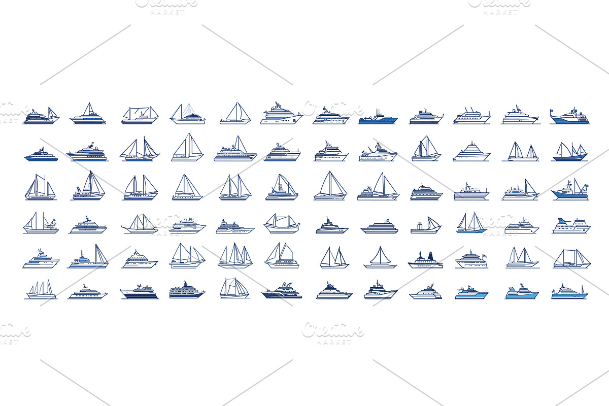 Sailing ships linear color icon, a Transportation Illustration by Onyx