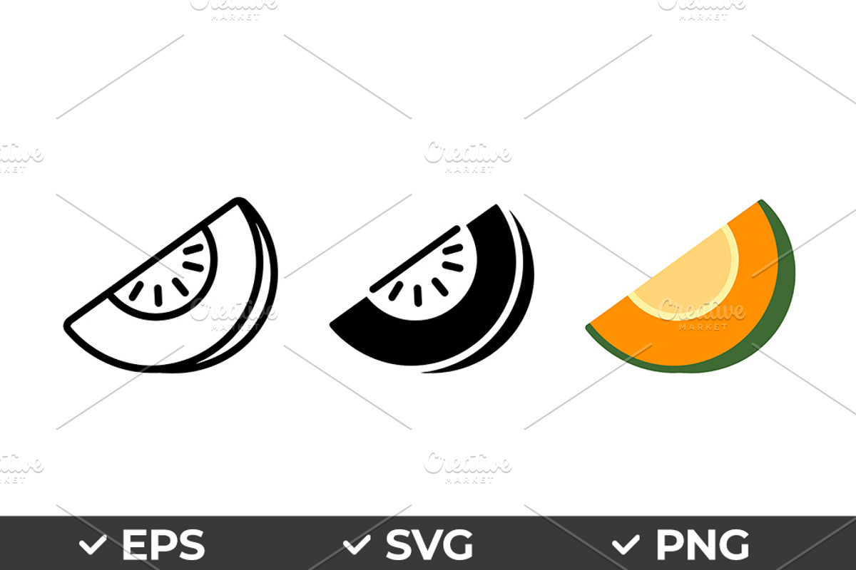 Cantaloupe Slice Vector Icons, an Object Graphic by Artonix (Photo 1 of 3)