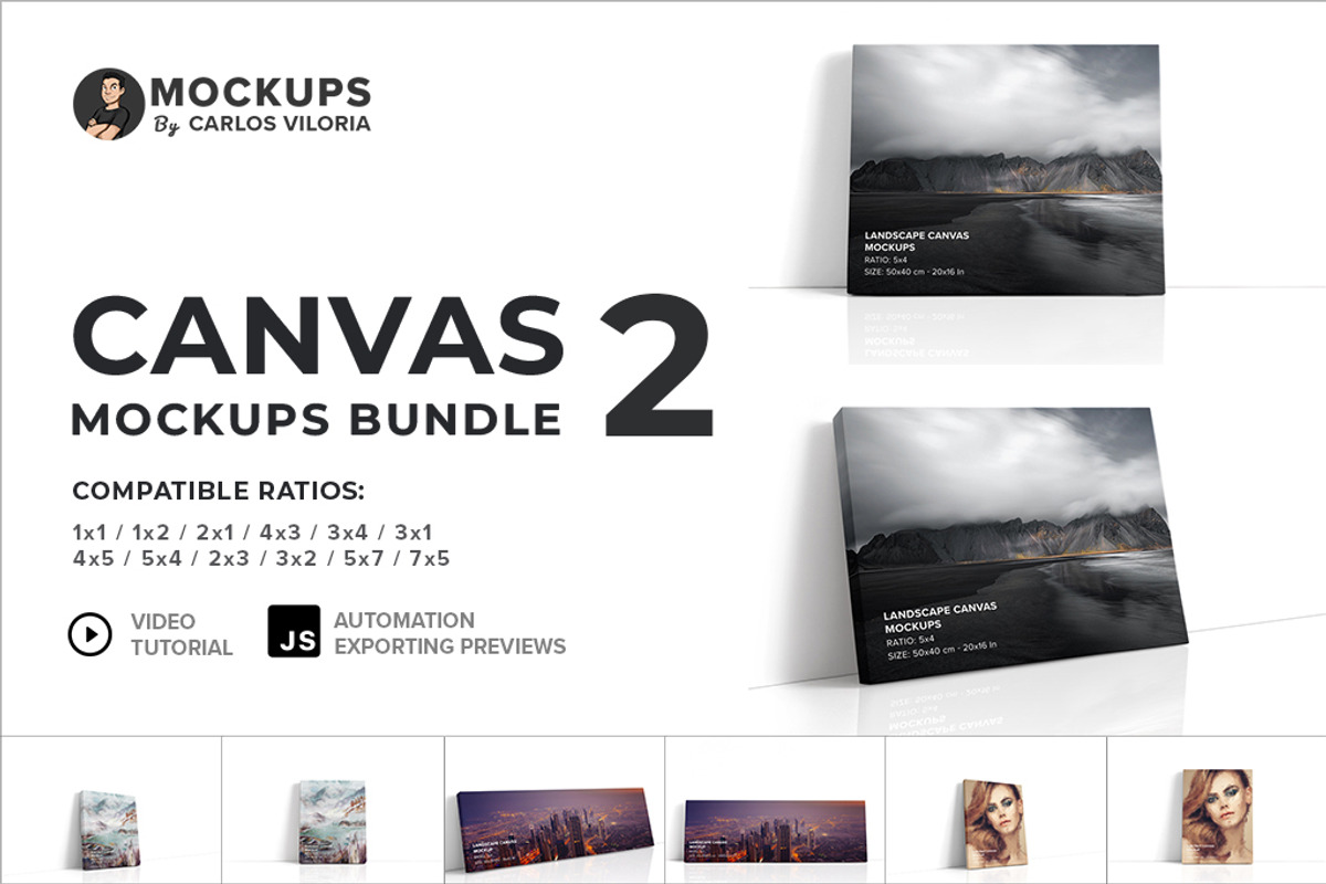 Canvas Mockups Bundle 2, a Merchandise Mockup by Mockups by Carlos Viloria (Photo 1 of 47)