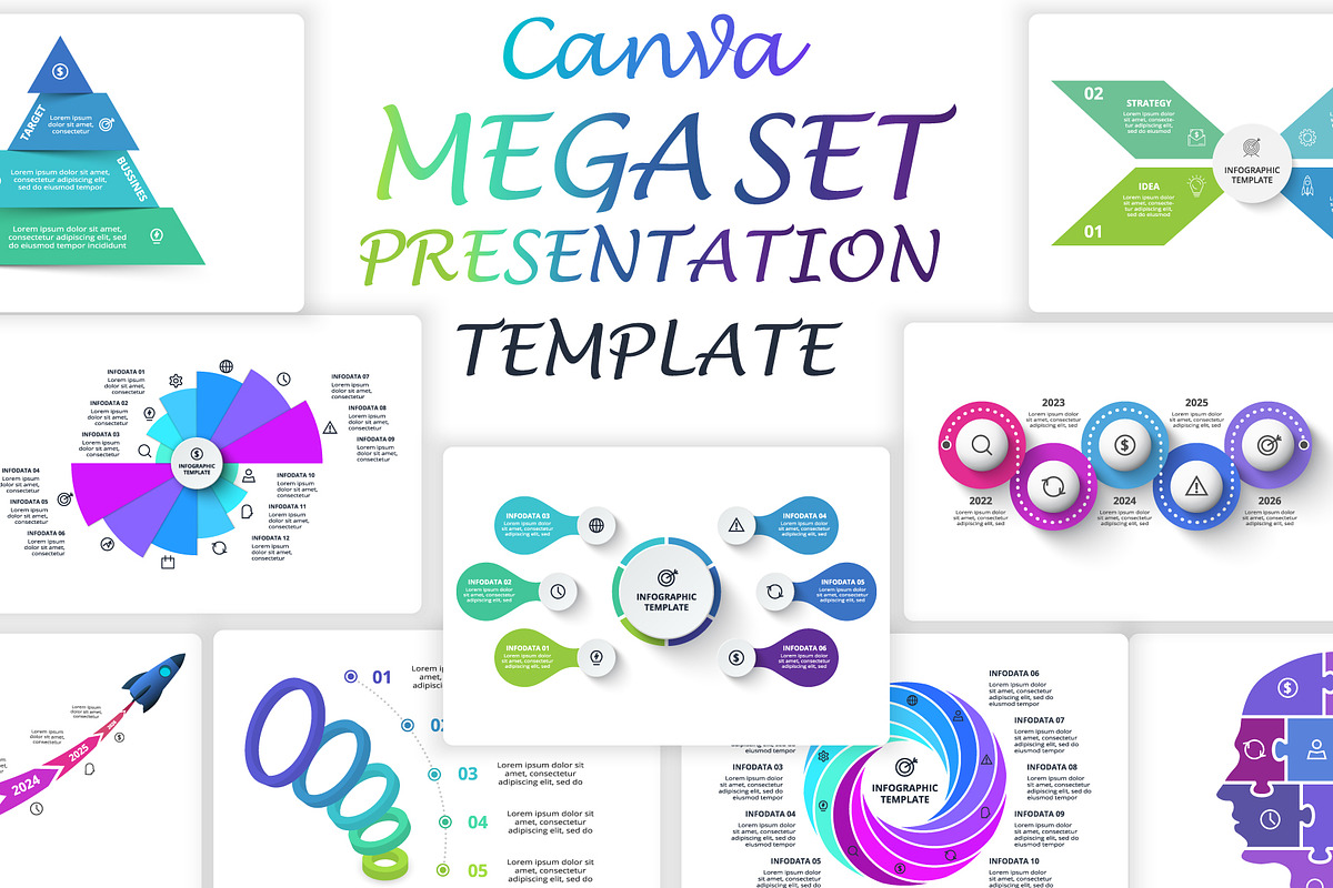 Mega Set Canva Presentation Template, a Presentation Template by Infographics project (Photo 1 of 30)