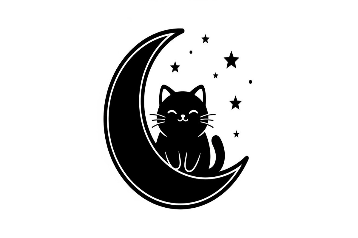 50 Cat Moon Silhouette Vector Bundle, an Illustration by jahid234 (Photo 15 of 51)