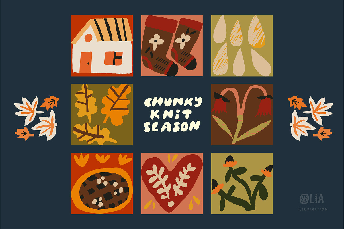 Autumn Blocks Fall Elements Clipart, a Seasonal Illustration by Olia (Photo 24 of 28)