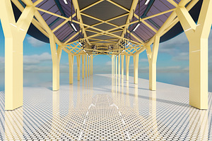 Modern industrial steel structure corridor perspective render, an Architecture Photo by RF Images