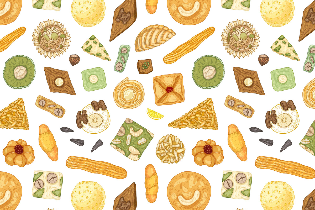 Oriental sweets set + backgrounds, a Food Illustration by Good Studio (Photo 13 of 21)