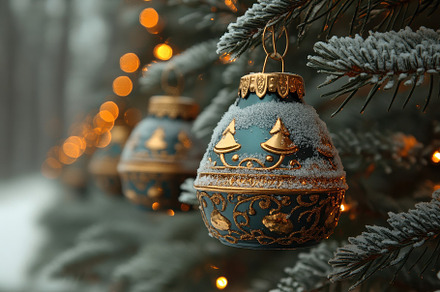 Beautifully decorated Christmas orna, a Photo by Tanuart