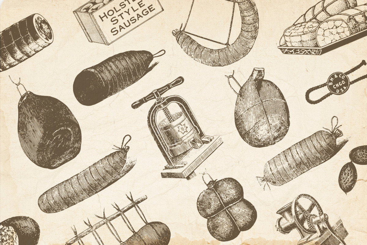 Ham and Sausages Vintage, an Illustration by Retro Machine (Photo 2 of 7)