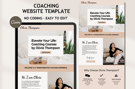 Coaching Canva Website Template, a Landing Page Template by Mindful Digital Co.