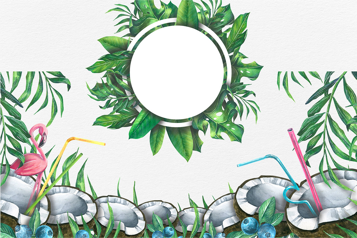 Tropical Bar Frames & Templates Set, an Illustration by NATASHA CHU (Photo 7 of 11)