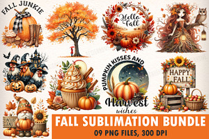 Fall Sublimation Bundle, Autumn PNG, an Illustration by SinaCreation