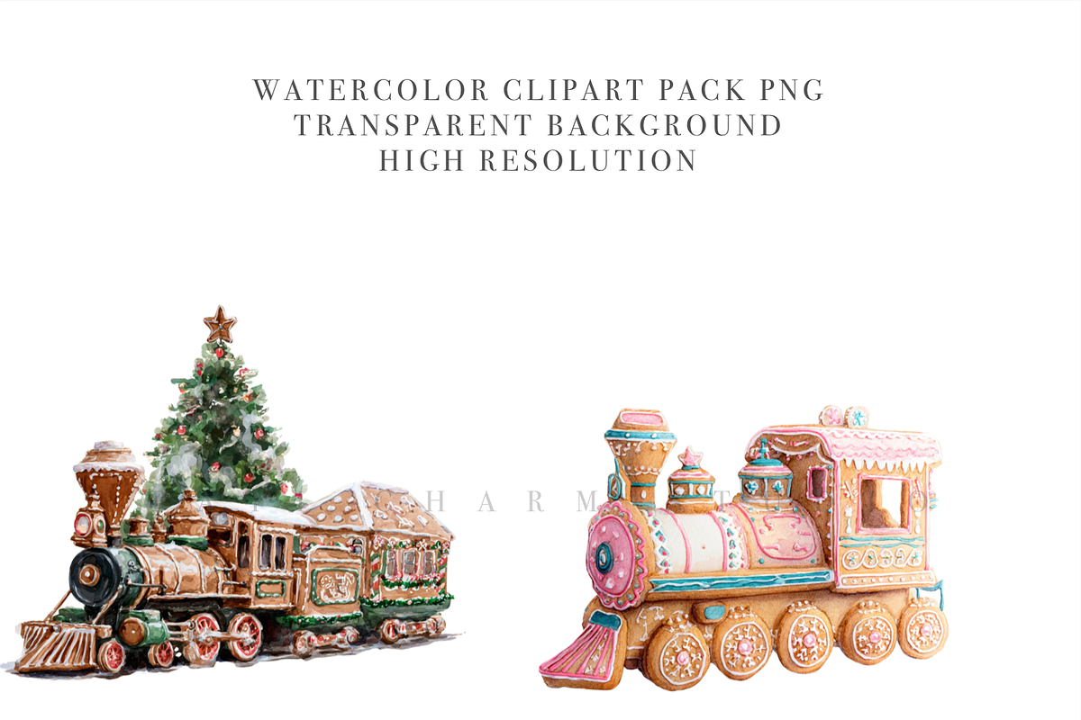 18 Gingerbread Train Clipart PNGs, a Decorative Illustration by Pati Charm Studio (Photo 3 of 7)