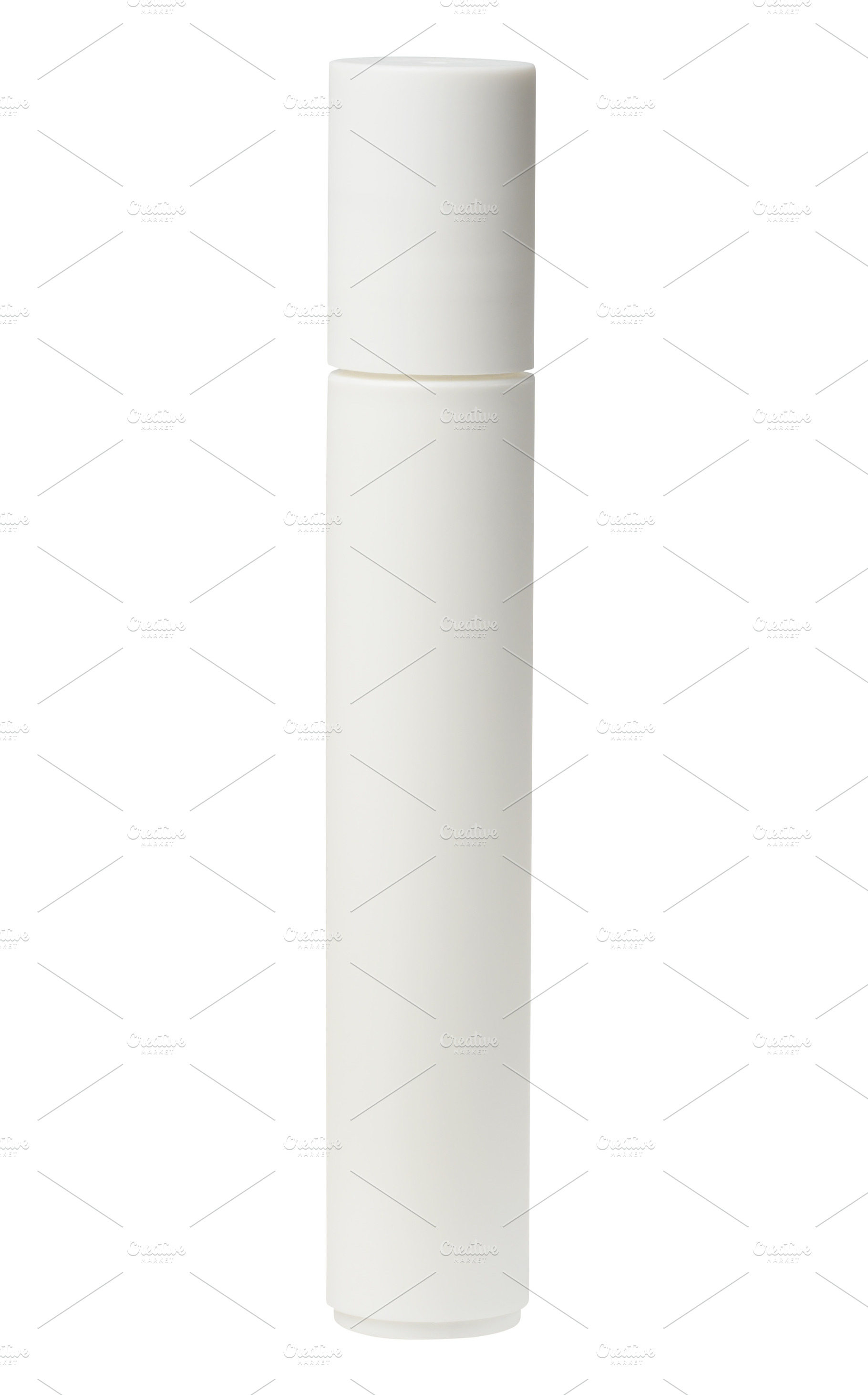 Tall white plastic container for cosmetics, cream tube on isolat, a Beauty & Fashion Photo by ndanko
