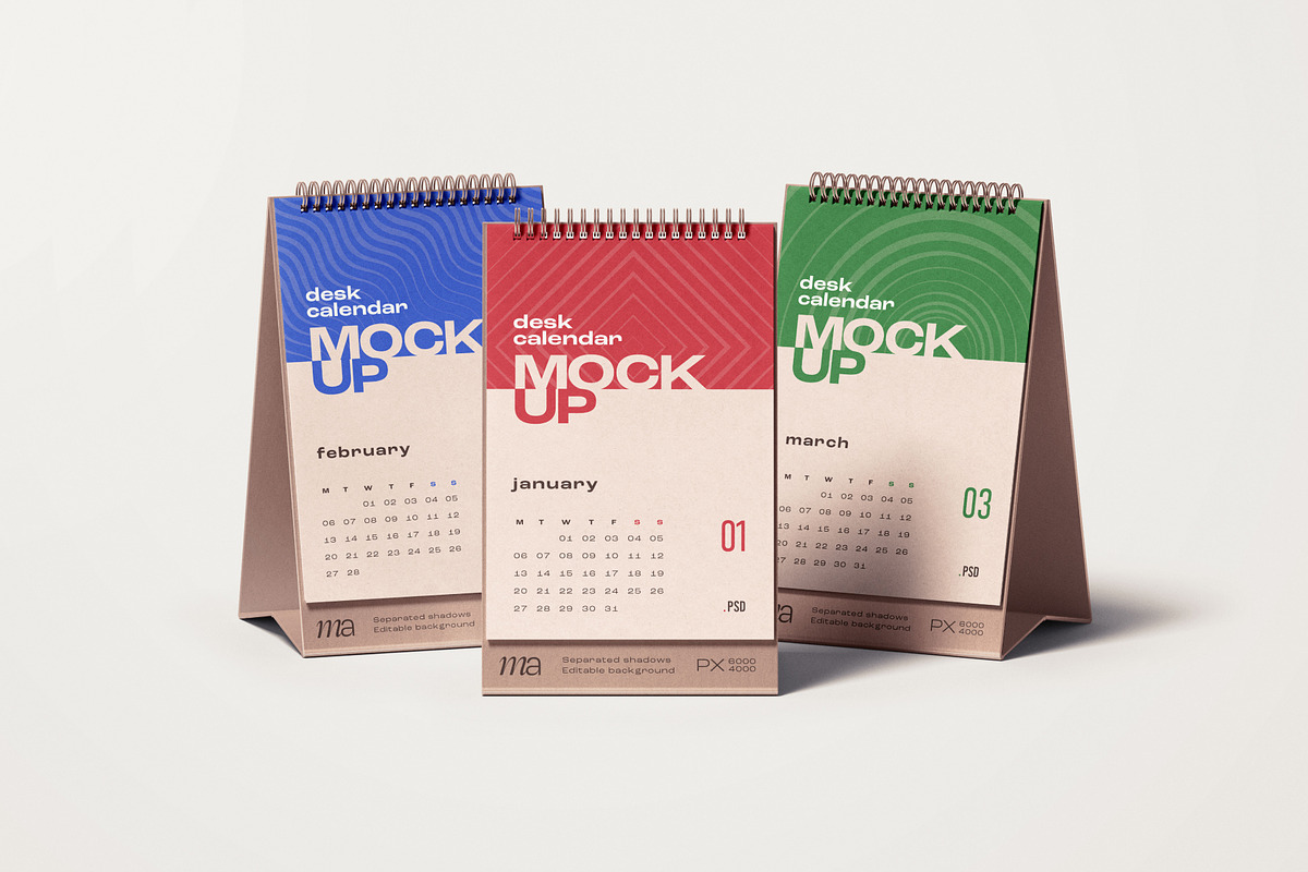 Vertical Desk Calendar Mockup Set, a Print Template by mockupatelier (Photo 11 of 11)