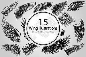 15 Wing Illustrations (Vector)
