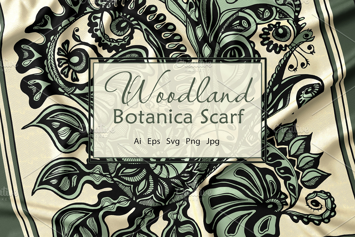 Woodland Botanica Scarf, an Object Graphic by ilustrinna (Photo 1 of 7)
