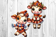 Cute Autumn Cow Clipart Sublimation, a Seasonal Illustration by V Design Creator (Thumbnail 3 of 9)