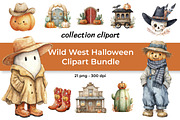 Wild West Halloween Clipart Bundle, a Seasonal Illustration by InkyQueenArt (Thumbnail 1 of 5)