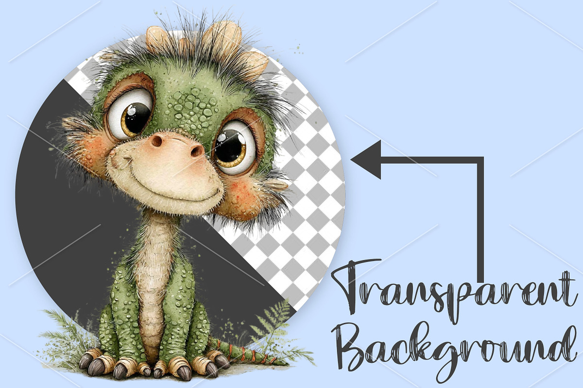Whimsical Cute Dinosaur Clipart, a Seasonal Illustration by Canvas Craft (Photo 2 of 7)