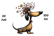 Whimsical Floral Dachshund, Cute Dog, an Animal Illustration by GiraffeCreative (Thumbnail 6 of 20)