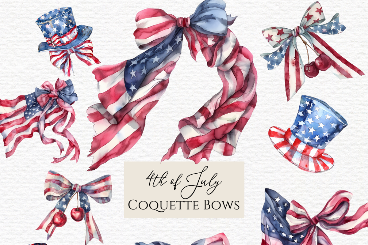Fourth of July coquette bow clipart, a Seasonal Illustration by Invite to Clipart (Photo 1 of 3)