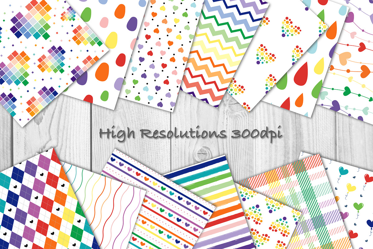 Rainbow Digital Paper Pack, a Pattern Graphic by lindoet23 (Photo 2 of 4)